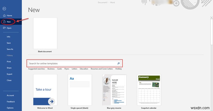 MicrosoftWordでオンラインテンプレートを検索する方法 