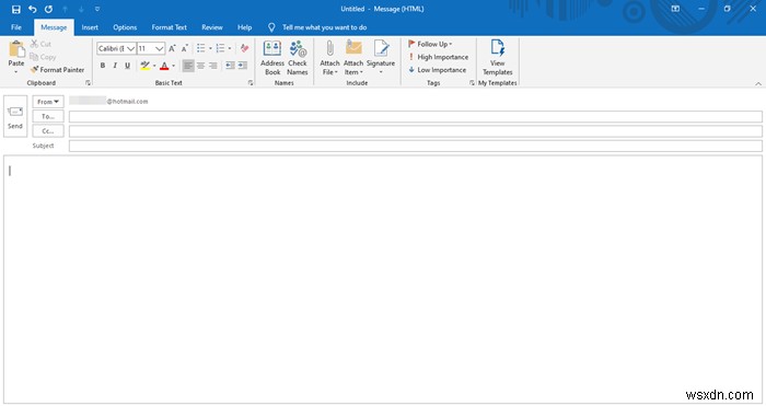 その機能を使用してOutlookアプリで新しいメールを作成する方法 