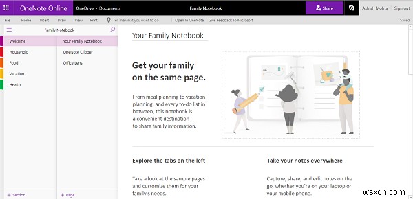 Microsoftファミリー機能を使用してOneNoteノートブックを家族と共有する 