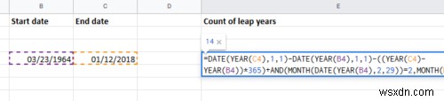 Excelで2つの日付間のうるう年数を計算する方法 