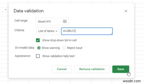 ExcelおよびGoogleスプレッドシートでドロップダウンリストを作成する方法 