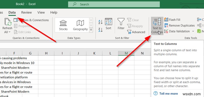 Excelで1つの長い列を複数の列に分割する方法 