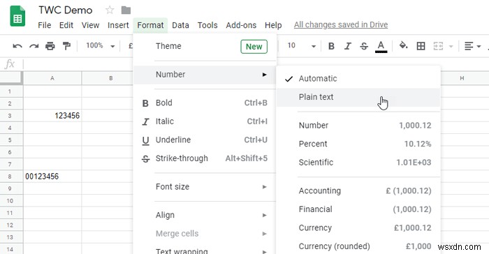 ExcelおよびGoogleスプレッドシートで数値の前にゼロを追加する方法 