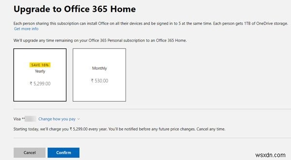Office 365サブスクリプションプランを変更する方法–個人から自宅へおよびその逆 