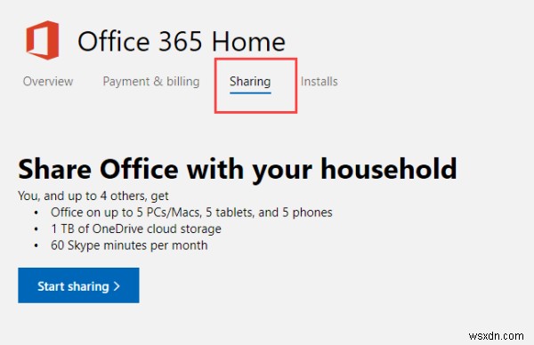 Office365サブスクリプションを友人や家族と共有する方法 