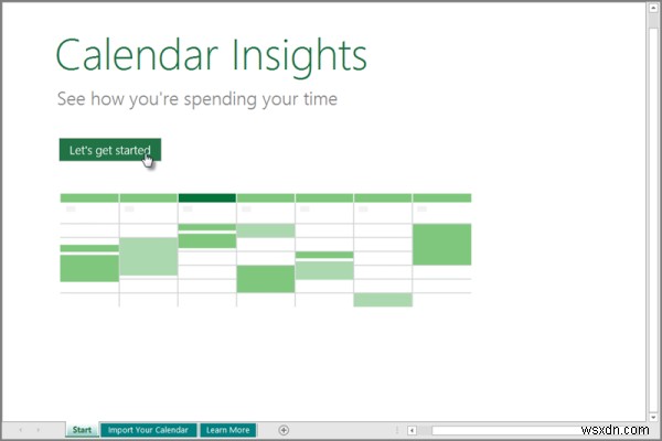 CalendarInsightsワークブックをExcelのデータと一緒に保存する方法 