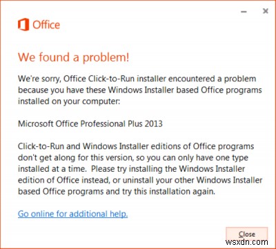 Windows11/10でのOfficeClick-to-RunインストーラーとMSIの問題 