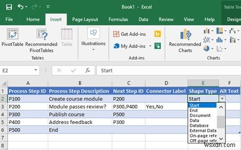 Excel用のデータビジュアライザーアドインを使用してフローチャートを作成する方法 