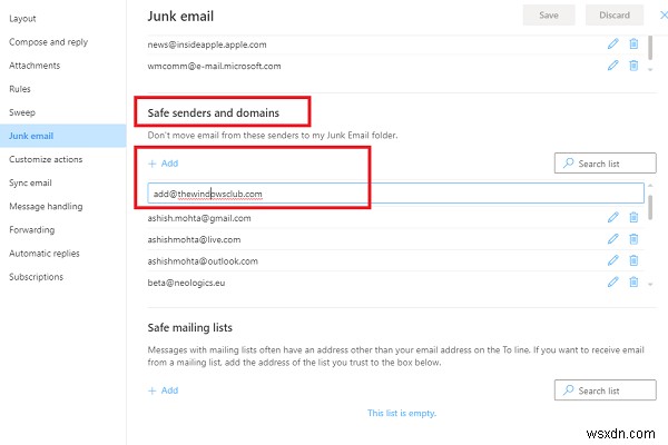 Outlookの安全な送信者リストに誰かを追加する方法 