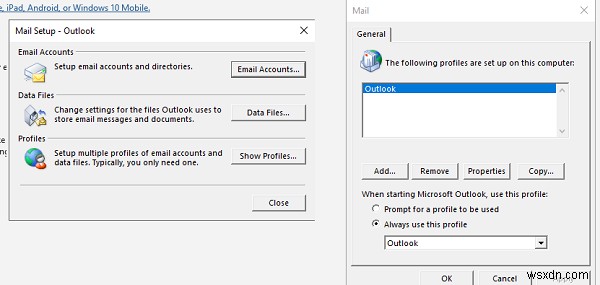 MicrosoftExchangeへの接続が利用できません。Outlookがオンラインまたは接続されている必要があります 