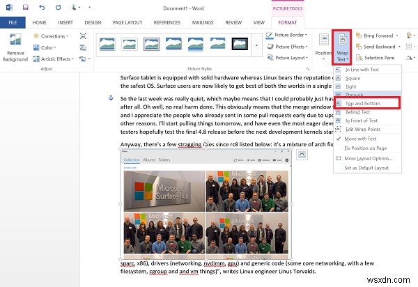 MicrosoftWordで画像と画像の周りにテキストを折り返す方法 
