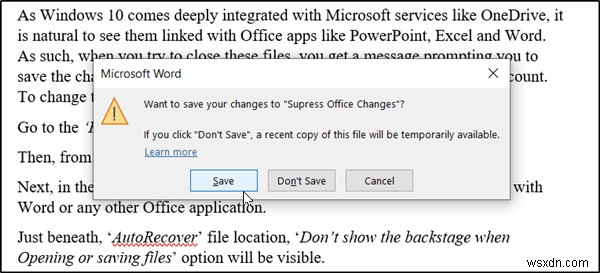 Windows10でOffice365アプリの古い[名前を付けて保存]ダイアログを復元する 