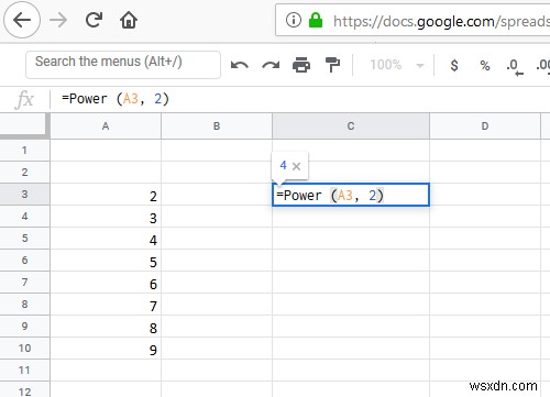 Excelでセルの範囲の数値を指数計算する方法 