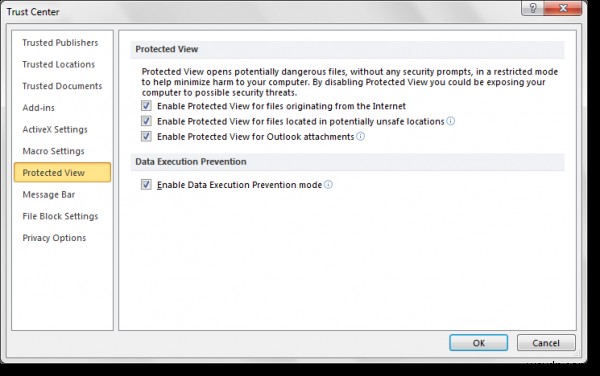 MicrosoftOfficeで保護されたビューを無効にする方法 