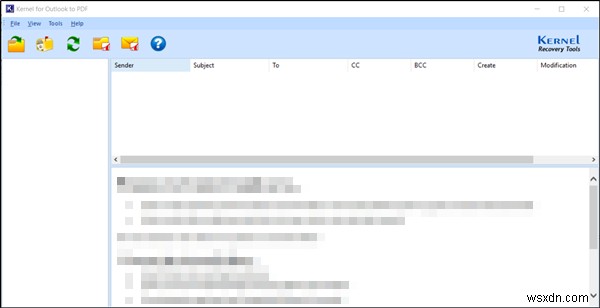 OutlookからPDFへのカーネルを使用して無料でOutlookPSTをPDFファイルに変換する方法 