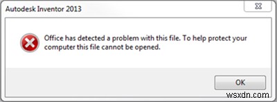 MicrosoftOfficeがこのファイルの問題を検出しました 