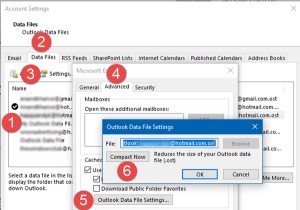 Microsoft Outlookでメールボックスのサイズをクリーンアップ、圧縮、および縮小する方法 