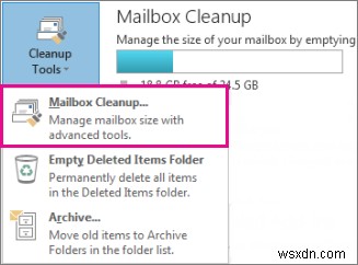 Microsoft Outlookでメールボックスのサイズをクリーンアップ、圧縮、および縮小する方法 
