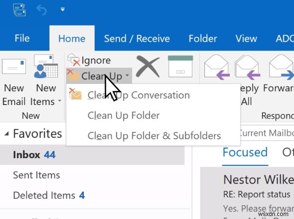Microsoft Outlookでメールボックスのサイズをクリーンアップ、圧縮、および縮小する方法 