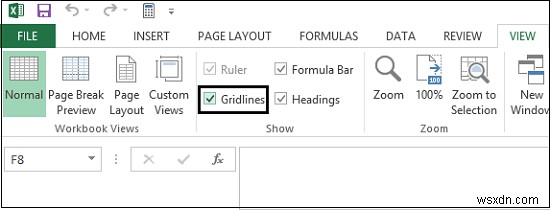 MicrosoftExcelでグリッド線を非表示にする方法 