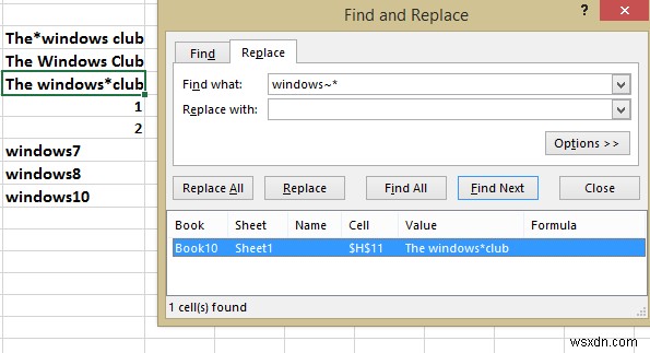 Excelでワイルドカード文字を検索して置換する方法 