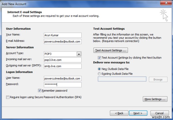 Outlookデスクトップアプリで使用できるOutlook.comの電子メール設定 