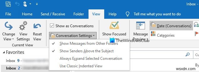 MicrosoftOutlookで会話ビュー機能を使用する方法 