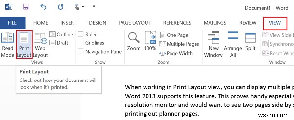 MicrosoftWordで複数のページを一度に表示する方法 