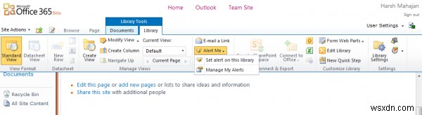 Office 365でドキュメント、サイトページ、フォルダーのアラートを追加する方法 