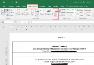 MicrosoftExcelレポートの印刷タイトルとして行または列を選択する方法 