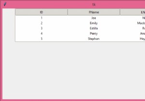 Tkinterを使用してそっくりのテーブルを作成する 