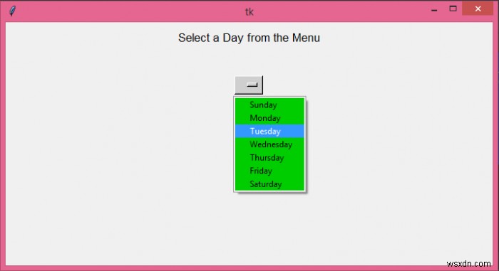 TkinterのOptionMenuウィジェットのメニュー背景色を変更するにはどうすればよいですか？ 