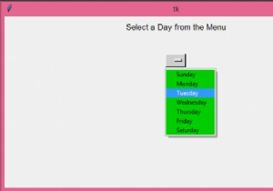 TkinterのOptionMenuウィジェットのメニュー背景色を変更するにはどうすればよいですか？ 