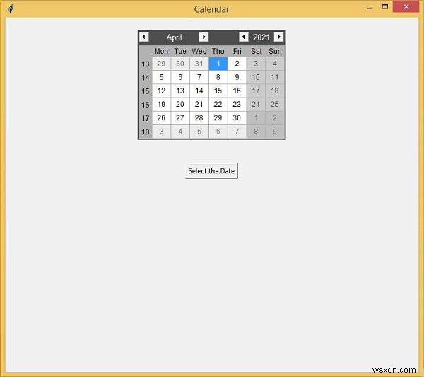 Tkinterで日付ピッカーカレンダーを作成する 