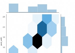 Seabornライブラリを使用してPythonでhexbinプロットを表示するにはどうすればよいですか？ 