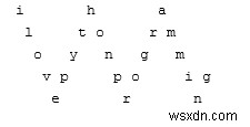 Pythonで文字列を行数kのジグザグ文字列に変換するプログラム 