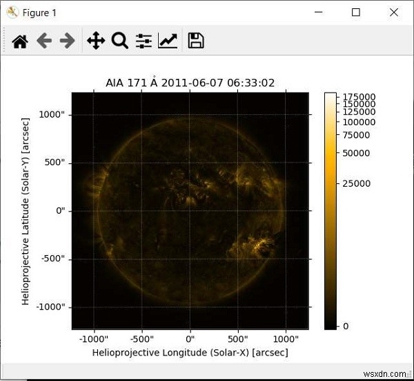 Pythonで太陽画像をプロットするSunPy 
