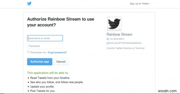 Rainbow Stream –Linux用の高度なコマンドラインTwitterクライアント 