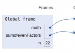 Pythonプログラムで数の偶数因子の合計を見つける 