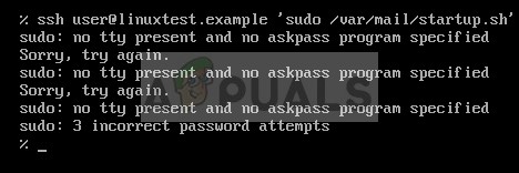 修正：sudo：ttyが存在せず、askpassプログラムが指定されていない 