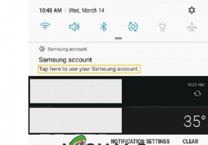 修正：ロック画面のSamsungアカウントメッセージ 