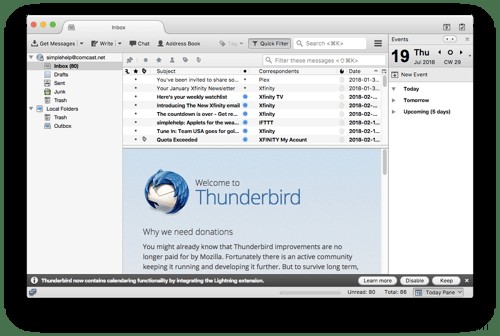 ThunderbirdでComcastメールを設定する方法 