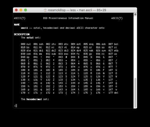 MacでASCIIコードを見つける方法 