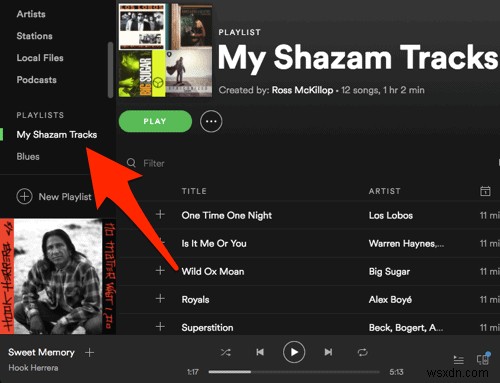 ShazamトラックからSpotifyプレイリストを作成する方法 