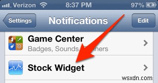 iPhone/iPadの通知ウィンドウから株を削除する方法 