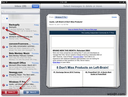 iPhone、iPad、iPodTouchで一度に複数のメールを削除する方法 
