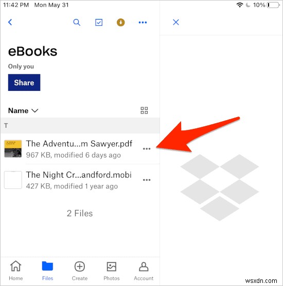 Dropboxを使用してAppleBooksアプリにPDFを追加する方法 