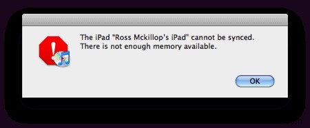 iPadの同期時に「使用可能なメモリが不足しています」エラーを修正する方法 