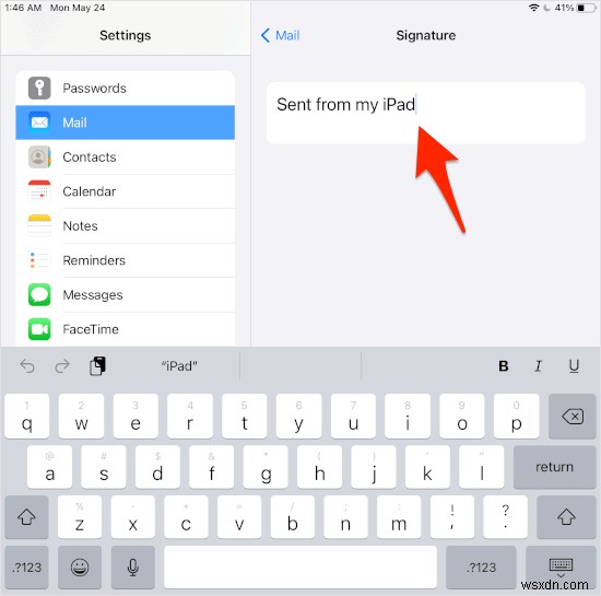 iPadの電子メールから「iPadから送信された」署名を削除する方法 