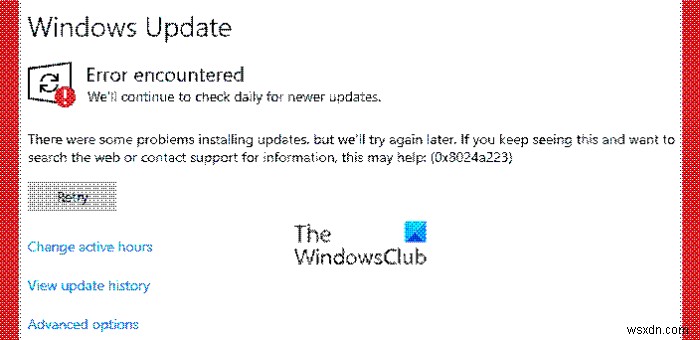 Windows11/10でのWindowsUpdateエラー0x8024a203を修正 